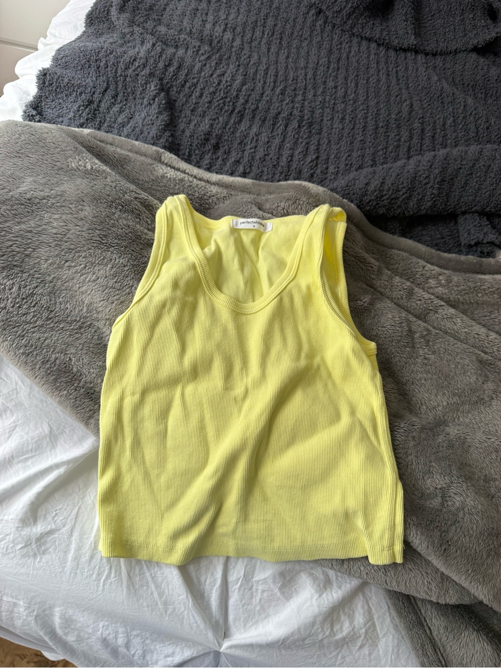 perfectwhitetee Yellow Ribbed Tank Top